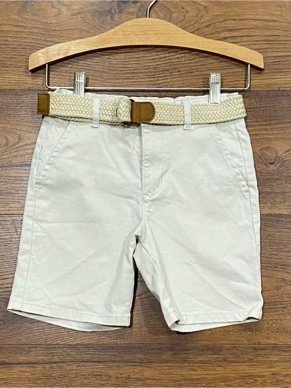 Gymboree Boys Stone (Lt.Khaki) Chino Shorts with Braided Belt Size 7